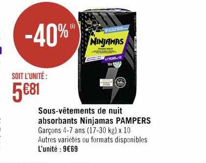 sous-vêtements de nuit absorbants ninjamas pampers