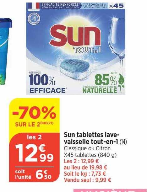 sun tablettes lave-vaisselle tout-en-1