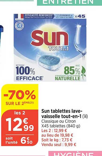 sun tablettes lave-vaisselle tout-en-1