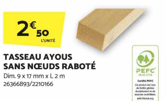 tasseau ayous sans nœuds raboté