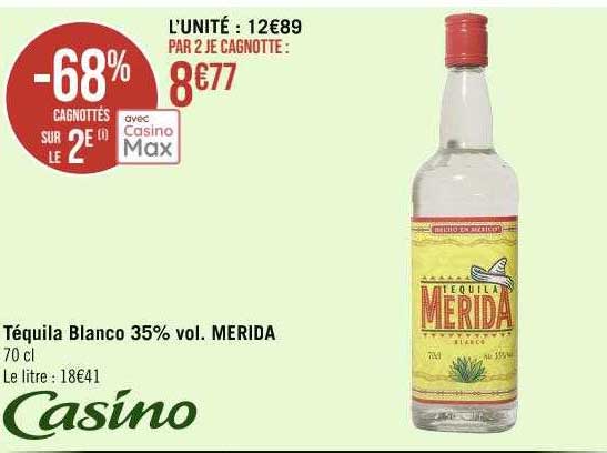 téquila blanco 25% vol. merida