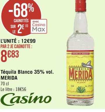 téquila blanco 35% vol. merida