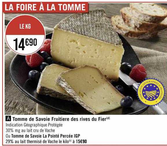 tomme de savoie fruitière des rives du fier ou tomme de savoie la poité percée igp