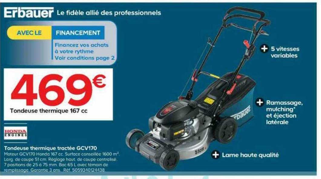 tondeuse thermique tractée gcv170 honda engines