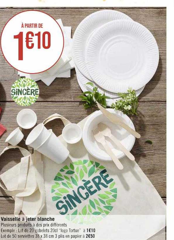 vaisselle à jeter blanche sincère