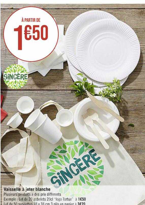 vaisselle à jeter blanche sincère