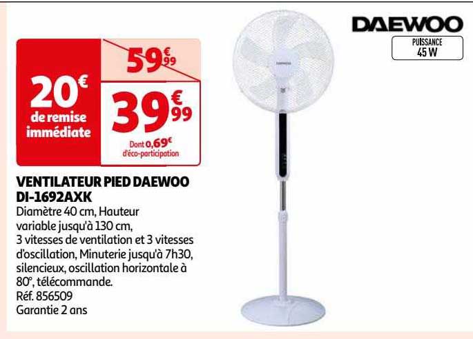 Ventilateur Pied Daewoo Di-1692axk