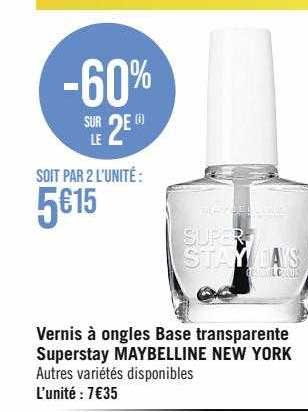 Vernis à Ongles Base Transparente Superstay Maybelline Ne York
