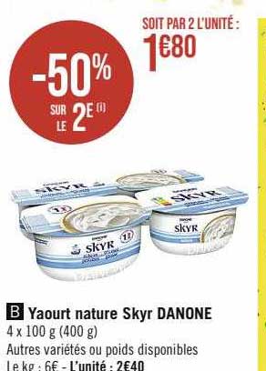 Yaourt Nature Skyr Danone