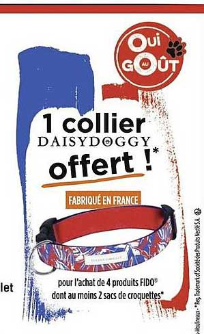 1 collier daisydoggy offert pour l'achat de 4 produits fido