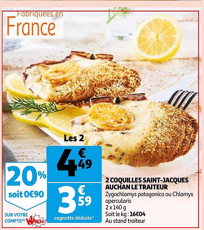 2 coquilles saint-jacques auchan le traiteur