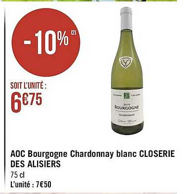 aoc bourgogne chardonnay blanc closerie des alisiers