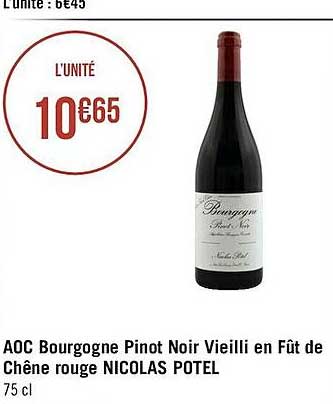aoc bourgogne pinot noir vieilli en fût de chêne rouge nicolas potel