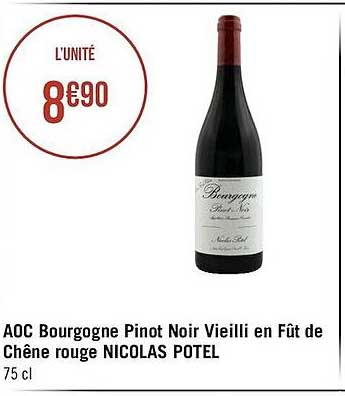 aoc bourgogne pinot noir vieilli en fût de chêne rouge nicolas potel