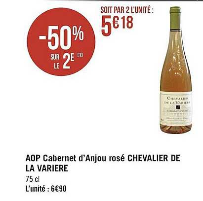 aop cabernet d'anjou rosé chevalier de la varière
