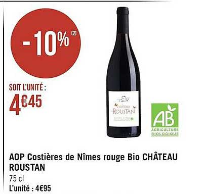 aop costières de nîmes rouge bio château roustan