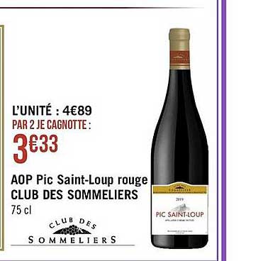 Aop Pic Saint-loup Rouge Club Des Sommeliers