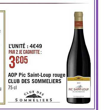 aop pic saint-loup rouge club des sommeliers