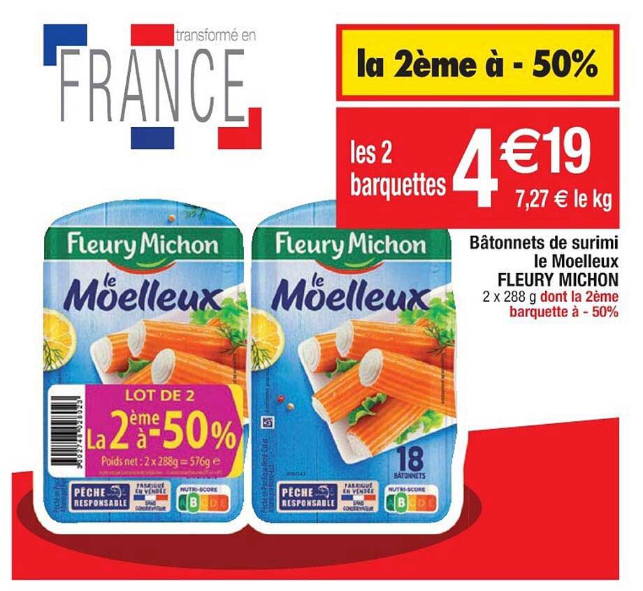 bâtonnets de surimi le moelleux fleury michon