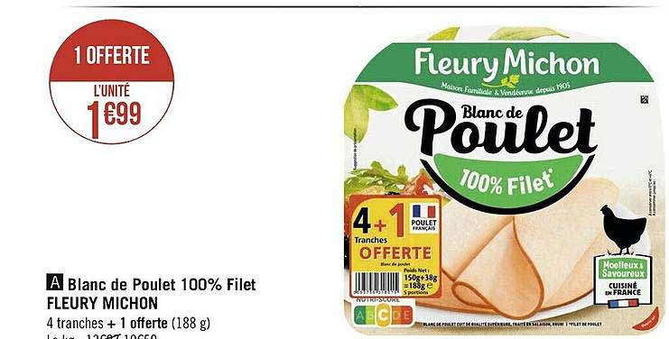 blanc de poulet 100% filet fleury michon