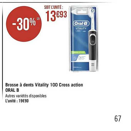 brosse à dents vitality 100 cross action oral b