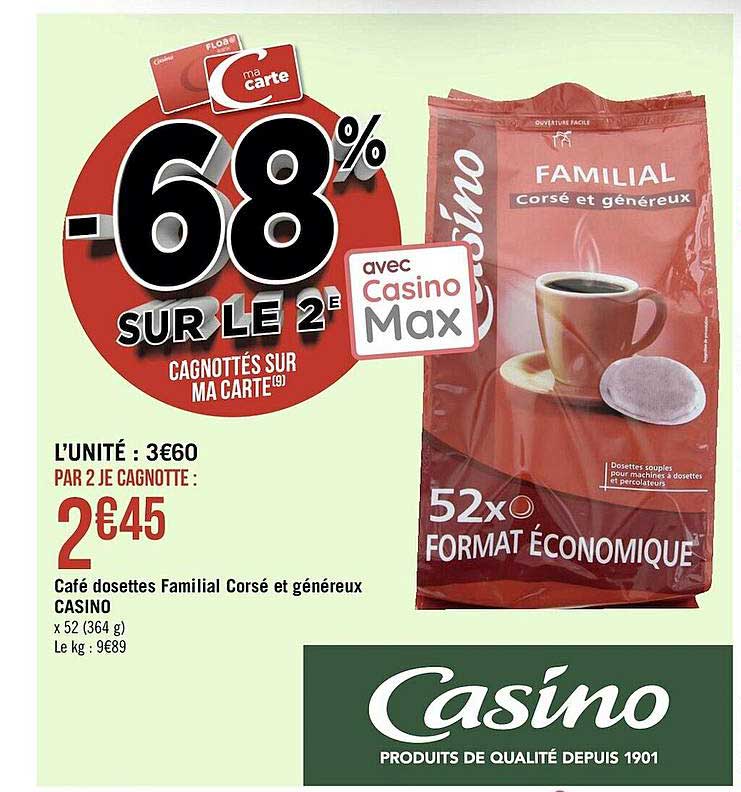 Café Dosettes Familial Corsé Et Généreux Casino