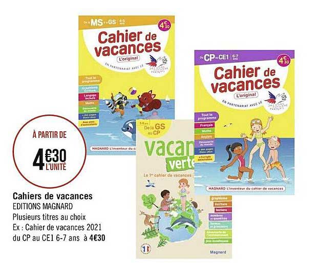 cahiers de vacances éditions magnard