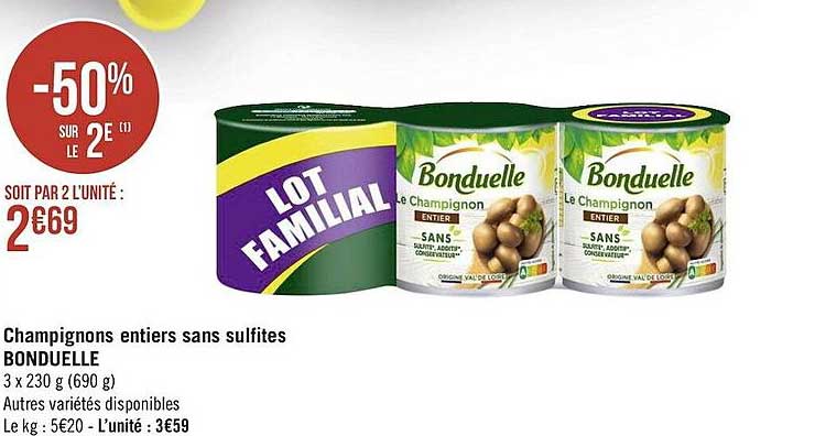 champignons entiers sans sulfites bonduelle