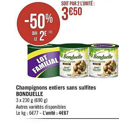 champignons entiers sans sulfites bonduelle