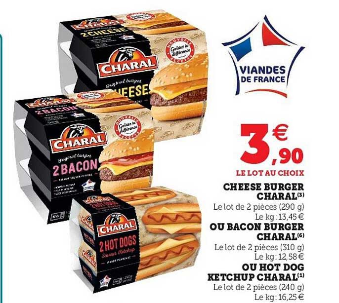 cheese burger charal ou bacon burger charl ou hot dog ketchup charal