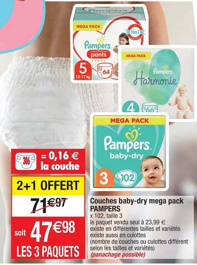 couches baby-dry mega pack pampers