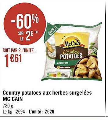 country potatoes aux herbes surgelées mc cain