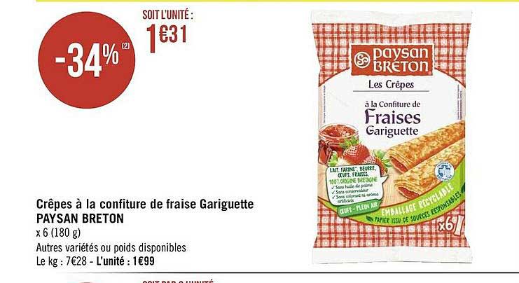 crêpes à la confiture de fraise gariguette paysan breton