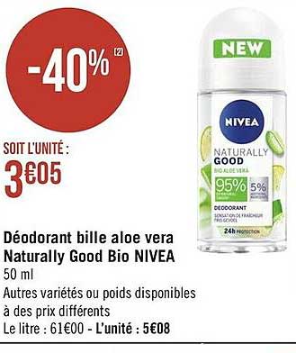 déodorant bille aloé véra naturally good bio nivea