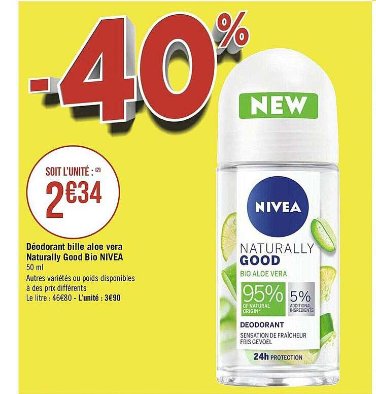 Déodorant Bille Aloé Véra Naturally Good Bio Nivea