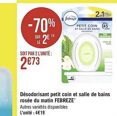 désodorisant petit coin et salle de bains rosée du matin febreze