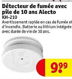 détecteur de fumée avec pile de 10 ans electo kh-210
