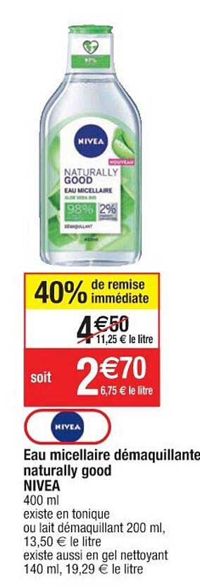 eau micellaire démaquillante naturally good nivea