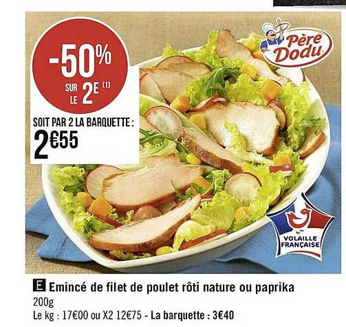 émincé De Filet De Poulet Rôti Nature Ou Paprika