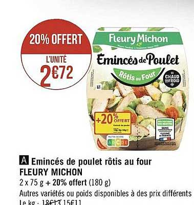 émincés de poulet rôtis au four fleury michon