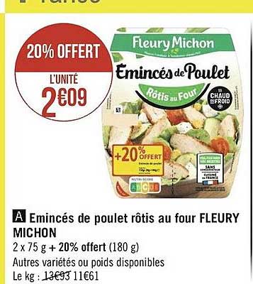 émincés de poulet rôtis au four fleury michon