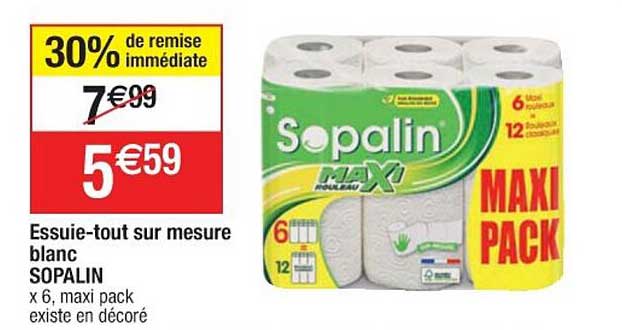 essuie-tout sur mesure blanc sopalin