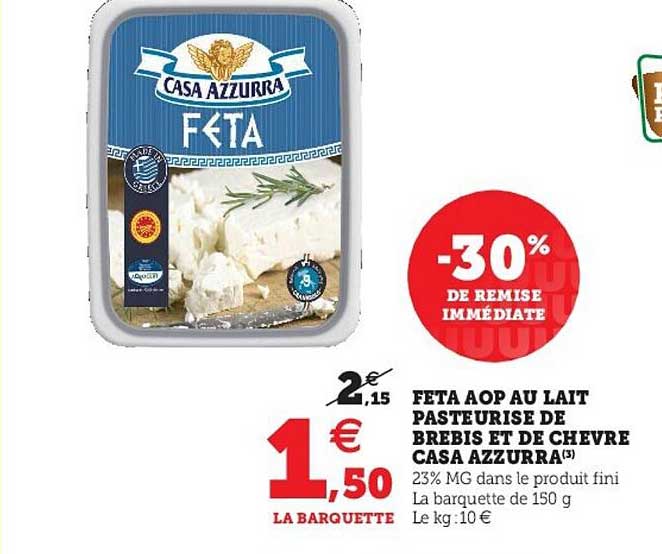 feta aop au lait pasteurise de brebis et de chevre casa azzurra