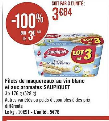 Filets De Maquereaux Au Vin Blanc Et Aux Aromates Saupiquet