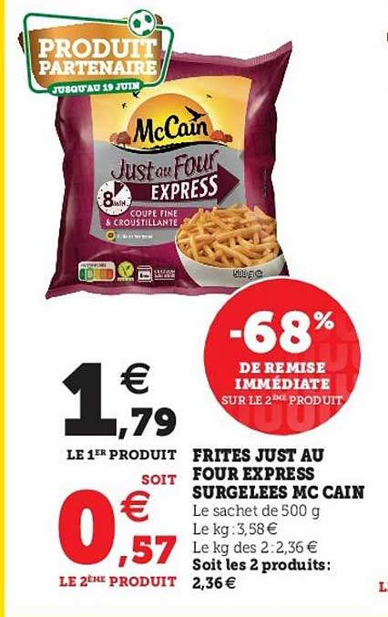 frites just au four express surgelees mc cain