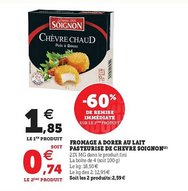 fromage a dorer au lait pasteurise de chevre soignon