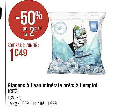 glaçons à l'eau minérale prêts à l'emploi ice3