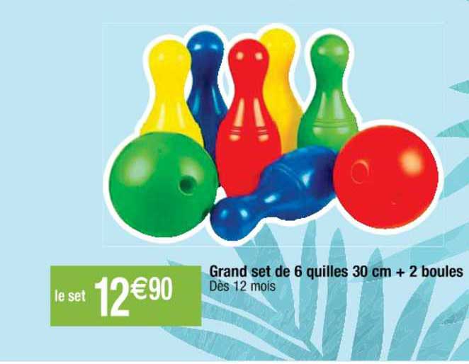 grand set de 6 quilles 30 cm + 2 boules