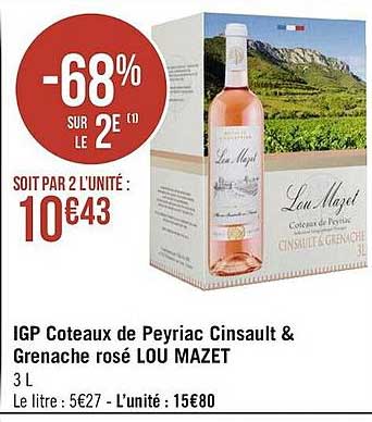 igp coteaux de peyriac cinsault & grenach rosé loup mazet