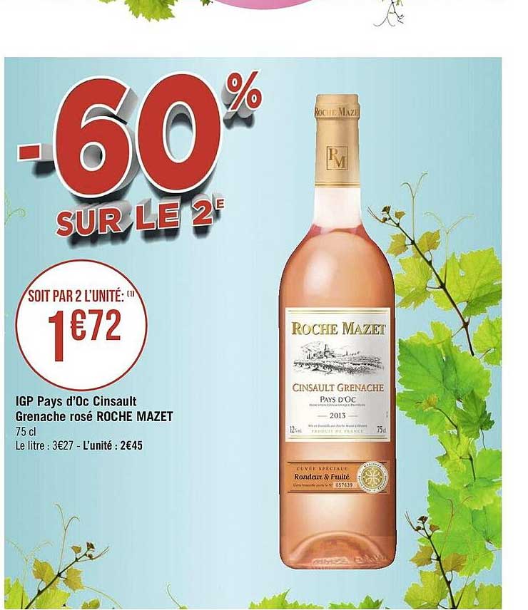 igp pays d'oc cinsault grenache rosé roche mazet
